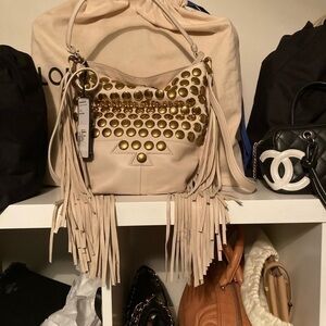 Jerome Dreyfuss Paris studded cream two way bag